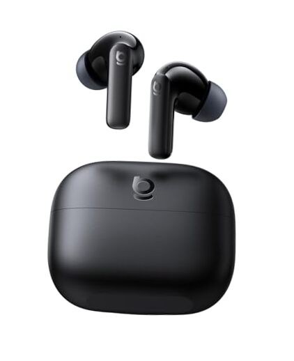 Bass BP1 NC Hybrid Active Noise Cancelling Wireless Earbuds, 12mm Super Black
