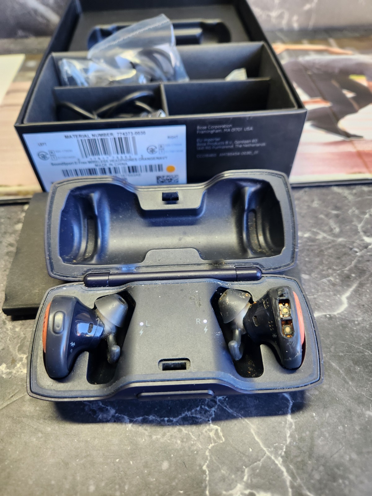 Bose SoundSport Free Wireless Earbuds, Orange/Navy-Functional, 1 Bud Defective