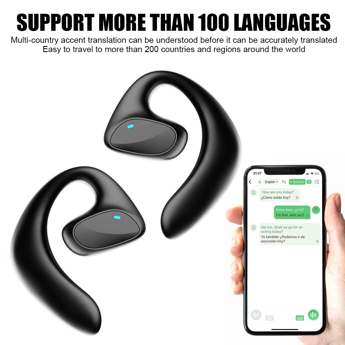 New Smart VoiceTranslator Earbuds 155+Languages Real Time Translator Earbuds US~