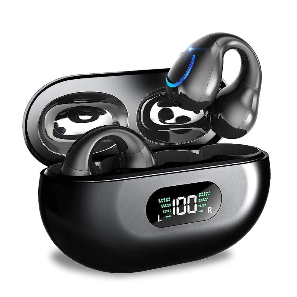Secure Ear Hook Sports Earbuds Bluetooth 5.3 – IPX5 Waterproof, LED Display Case