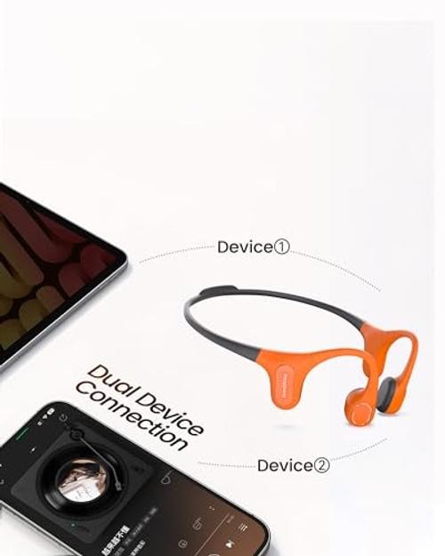 Aerra Bone Conduction Sport Headphones, IP67 Waterproof Black and Orange