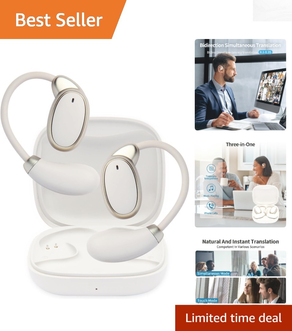 Sleek Language Translator Earbuds for Effortless Communication – 30-Hour Battery