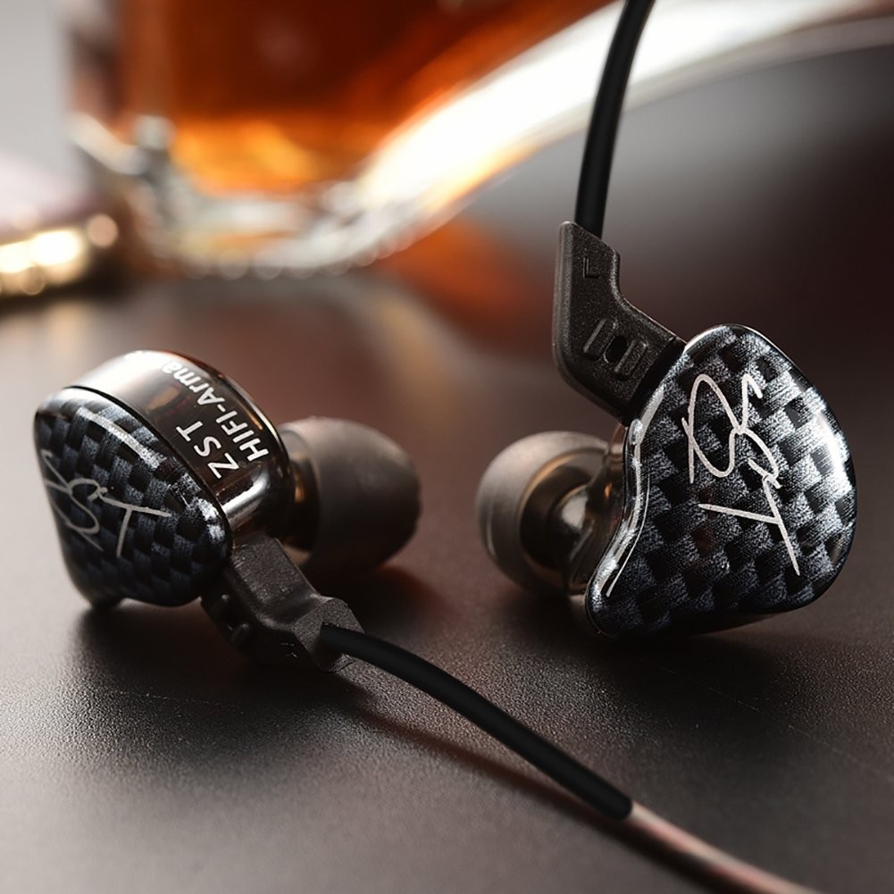 KZ ZST Pro Dynamic Hybrid Dual Driver in-Ear Headphones (Black Without Mic)