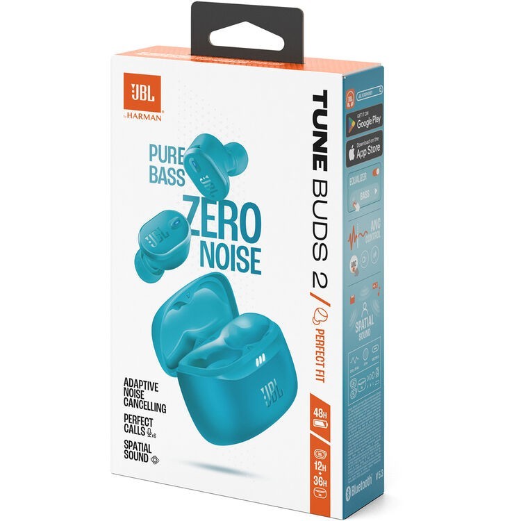 New JBL Tune Buds 2 Wireless Noise-Canceling Earbuds -Turqoise (JBLTBUDS2TQEAM)