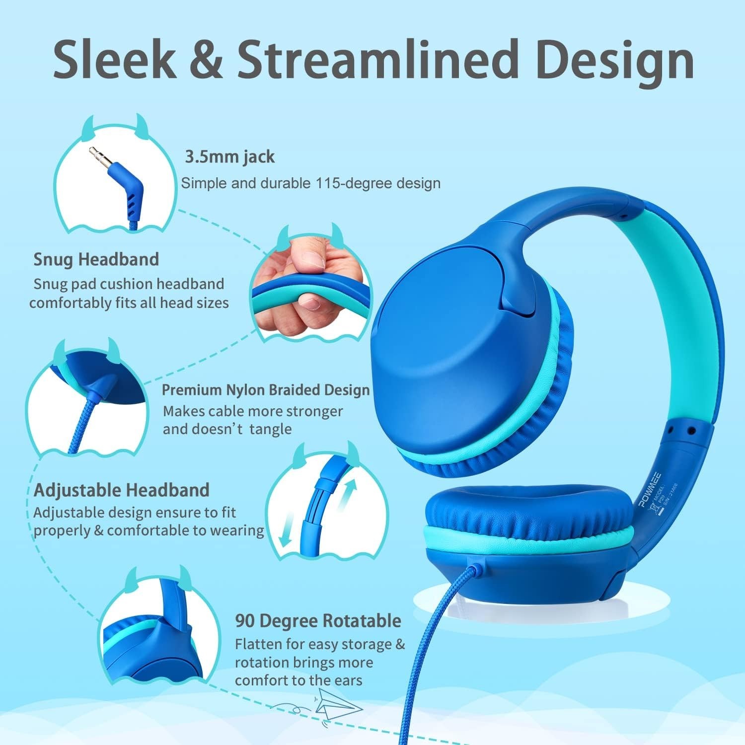 P20 Kids Headphones with Active Noise Cancellation – Ideal for Travel & Learning