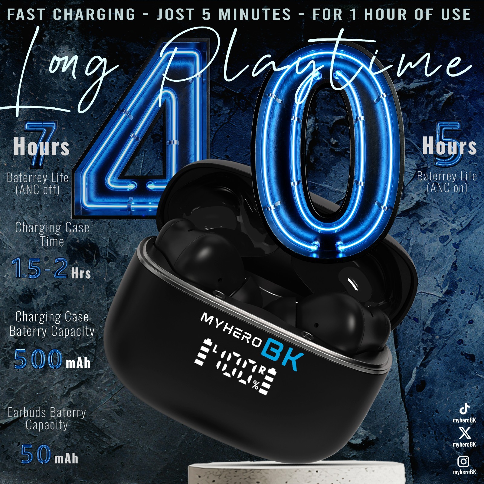 Hybrid Active Noise Cancelling Wireless Earbuds, 6 Mics ENC,Transparency Mode