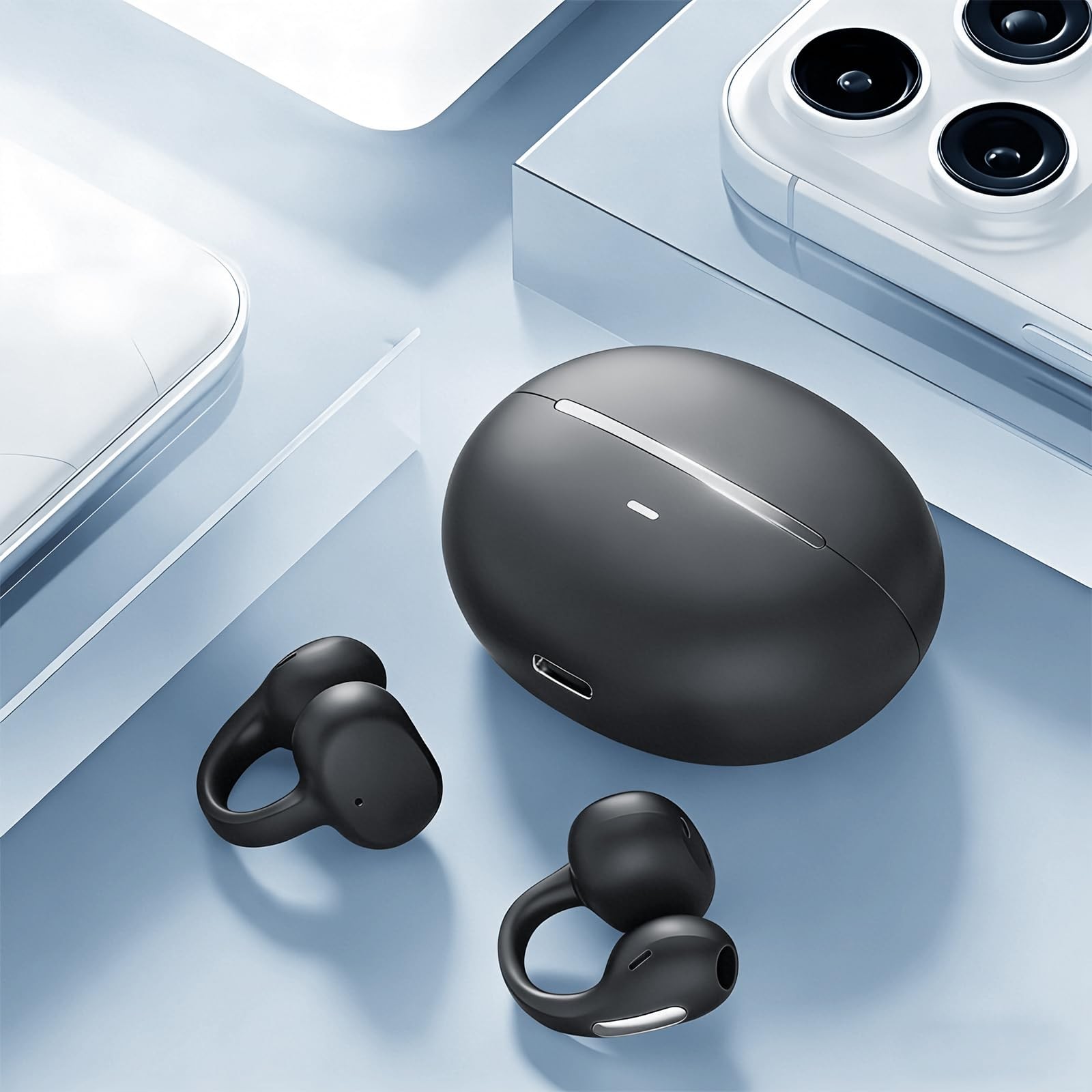 Clip On Earbuds Bluetooth 6.0 Open Ear Headphones, Wireless Earbuds for Small…