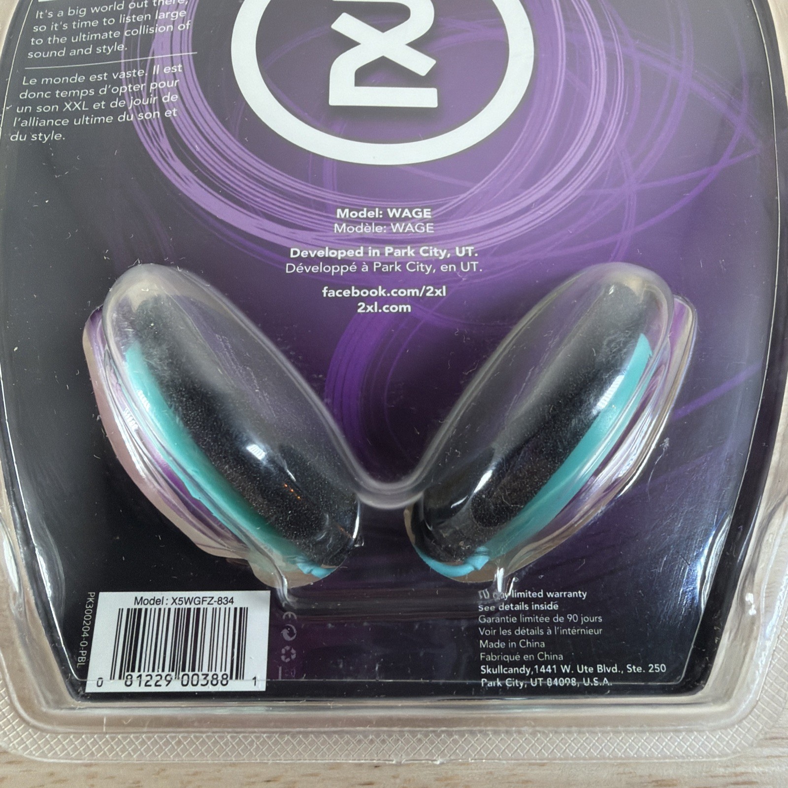 New Skullcandy 2XL Wage Adjustable Headband On-Ear Headset Purple & Green