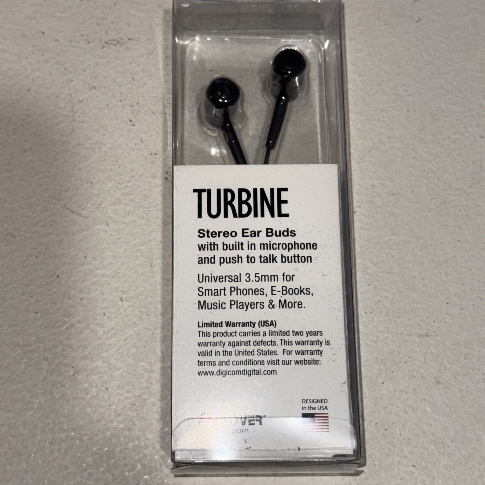 Turbine stereo earbuds with built-in microphone & push to talk button 3.5mm Blue