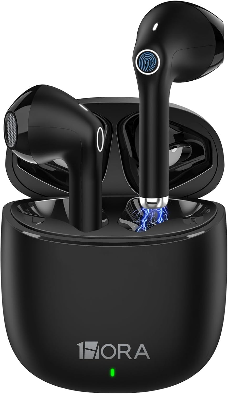 1 Hora Wireless Earbuds Bluetooth 5.3, Sports Headphones Deep Bass Black