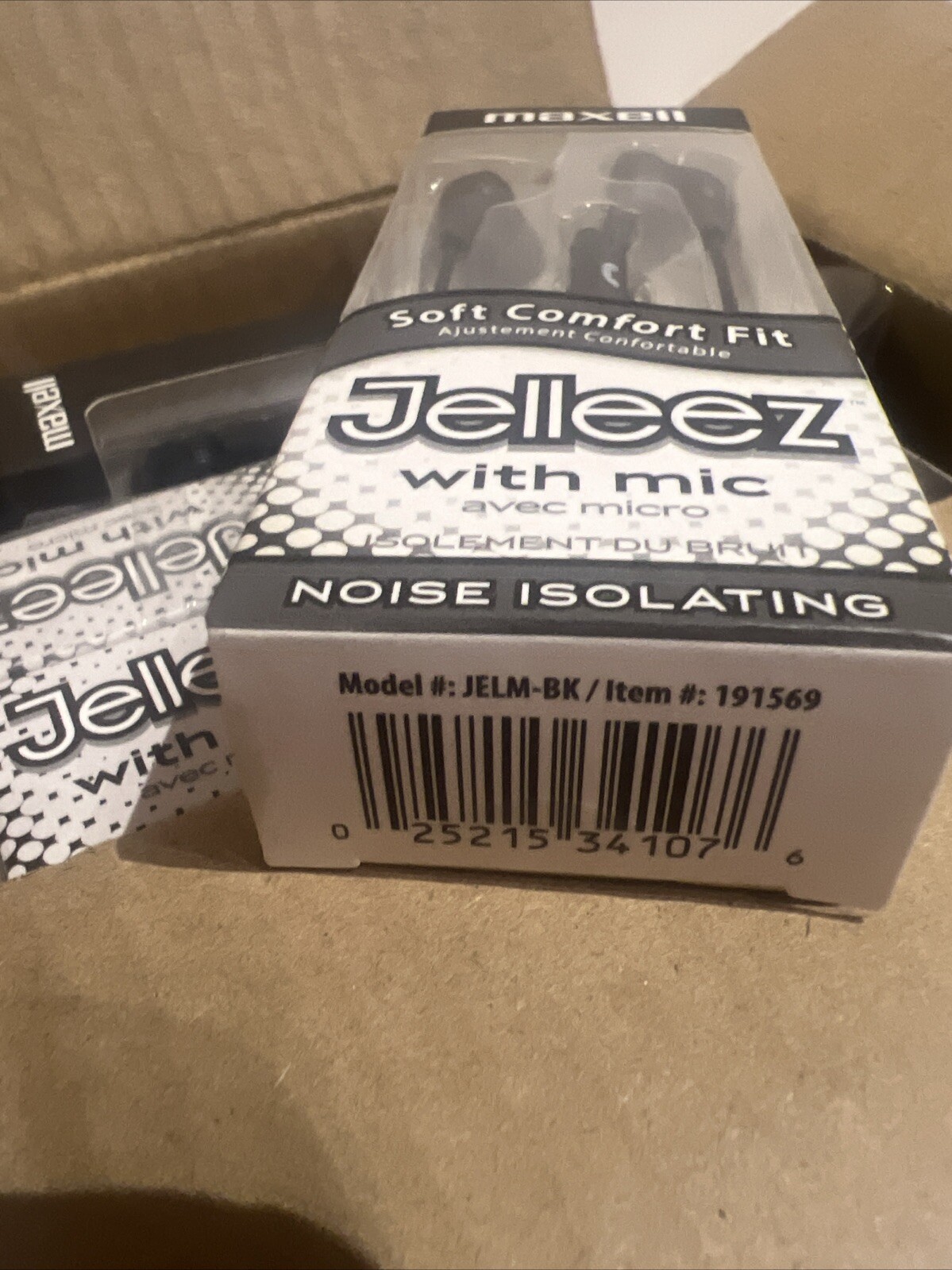 8 Lot Maxell 191569 JELM-BK Jelleez Earbuds Soft Comfort Fit with Mic. Free Ship