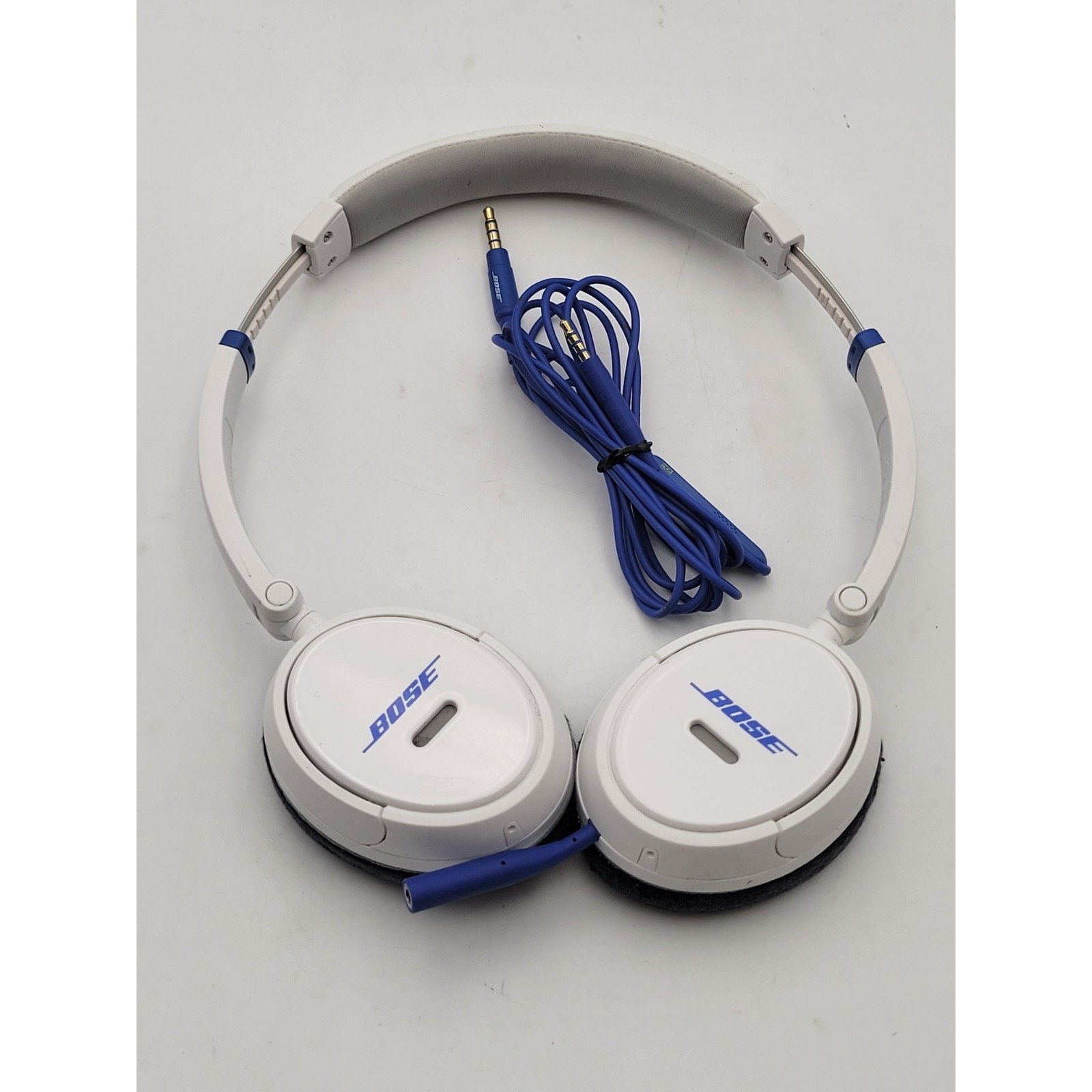 Bose SoundTrue On-Ear Headphones White/Blue Adjustable Need Ear-pad Tested GOOD