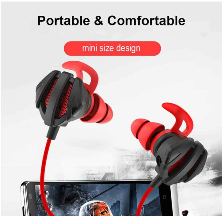 G6 Gaming Earbuds Wired 3.5mm Dual Mic In-Ear Headphones for PC Phone