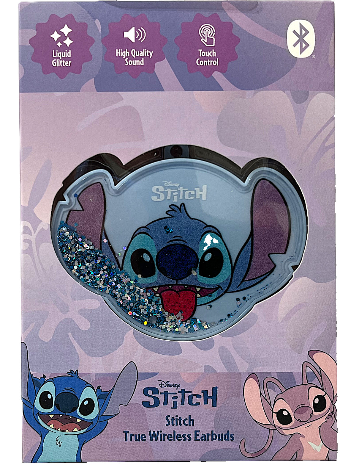 Disney Stitch Bluetooth True Wireless Earbuds Liquid Glitter Shake Brand New NIB
