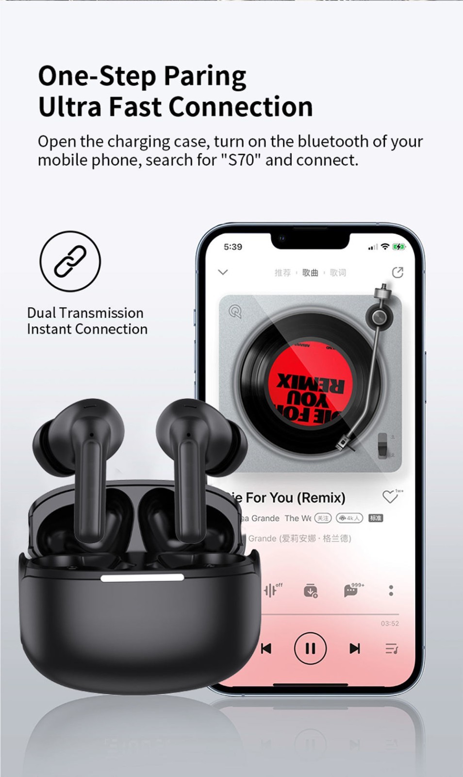 Bluetooth Wireless Earbuds Headsets Earphones Headphones For iPhone Android