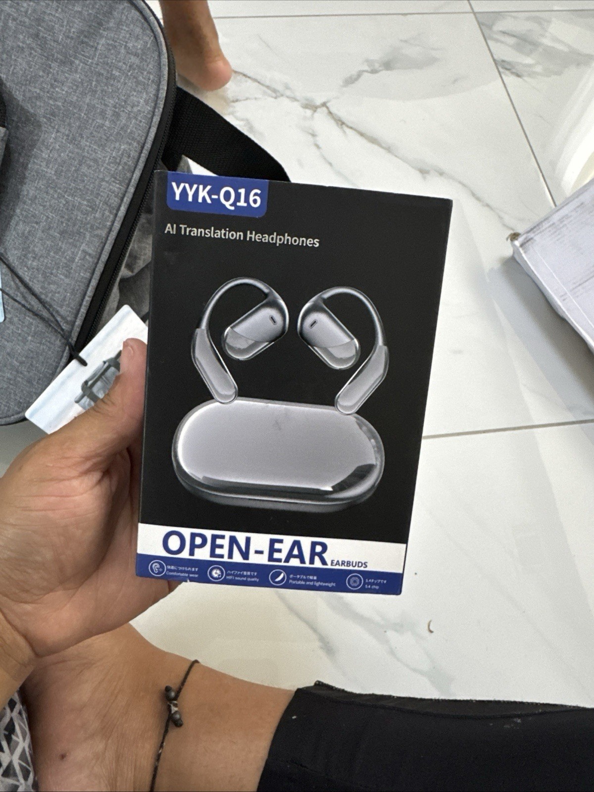 YYK-Q16 Open-Ear AI Translation Ear-hook Earbuds Bluetooth Wireless Black