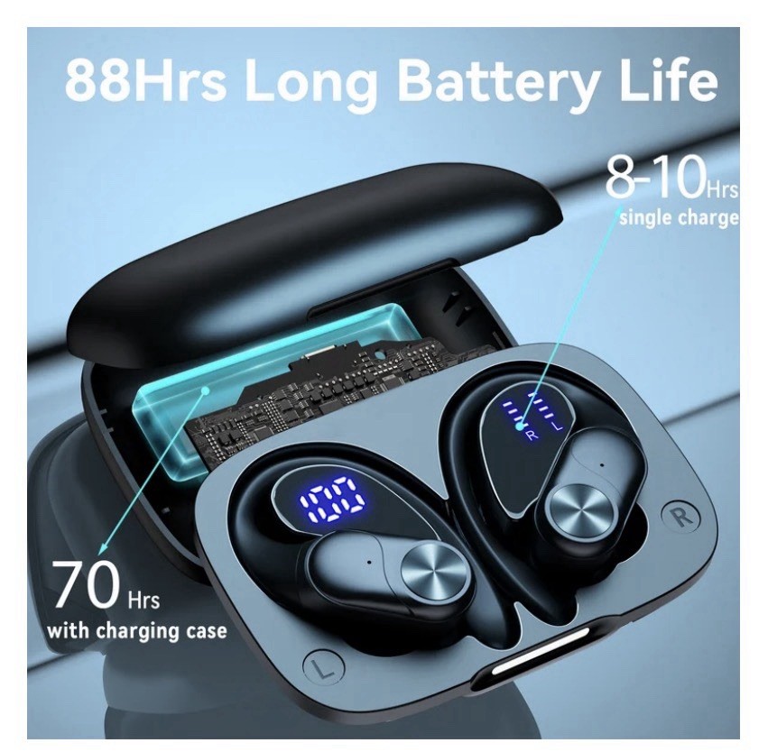 VEATOOL T60 V6 Bluetooth 5.3 Ear-Hook Wireless Earbuds 13mm Mic Black
