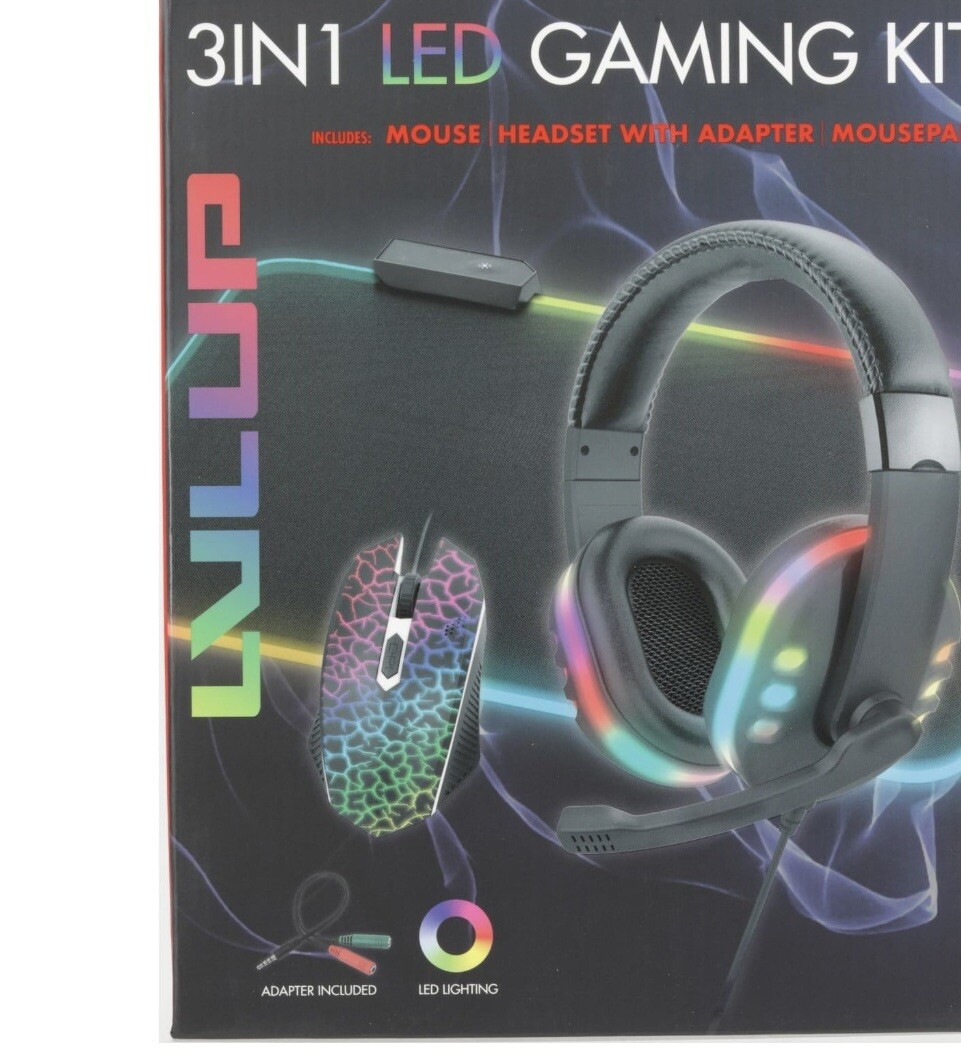 NEW LVLUP 3 Piece Light Up Pro Gaming Kit- mouse/ headset/ mousepad
