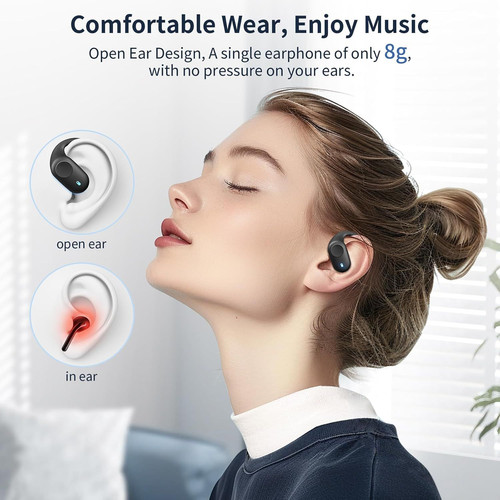 iWALK Open Ear Headphones, True Wireless Earbuds with Comfort Black