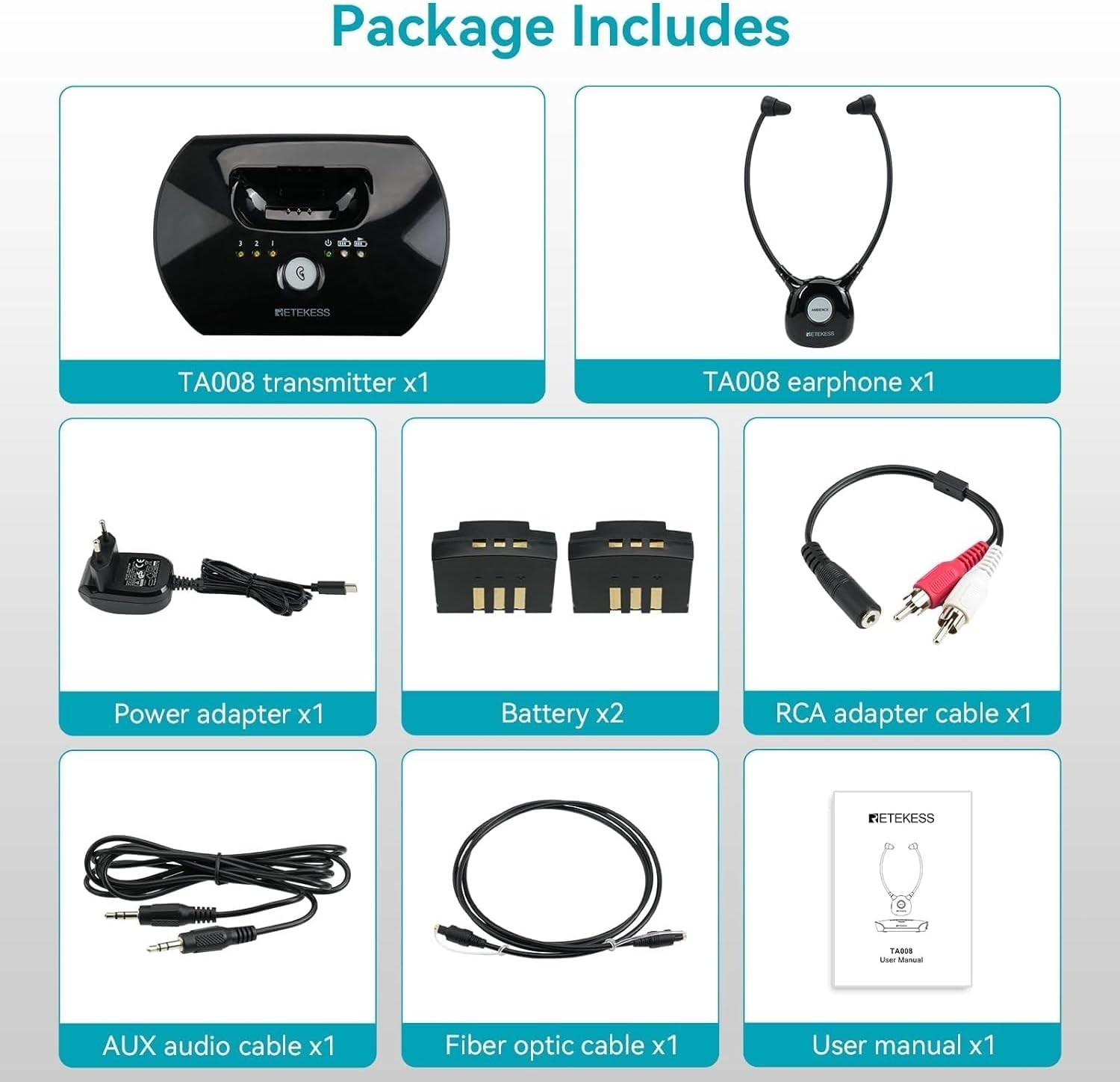 TA008 Tv Ears for Seniors, 2.4G Digital TV Headphones Wireless for Seniors