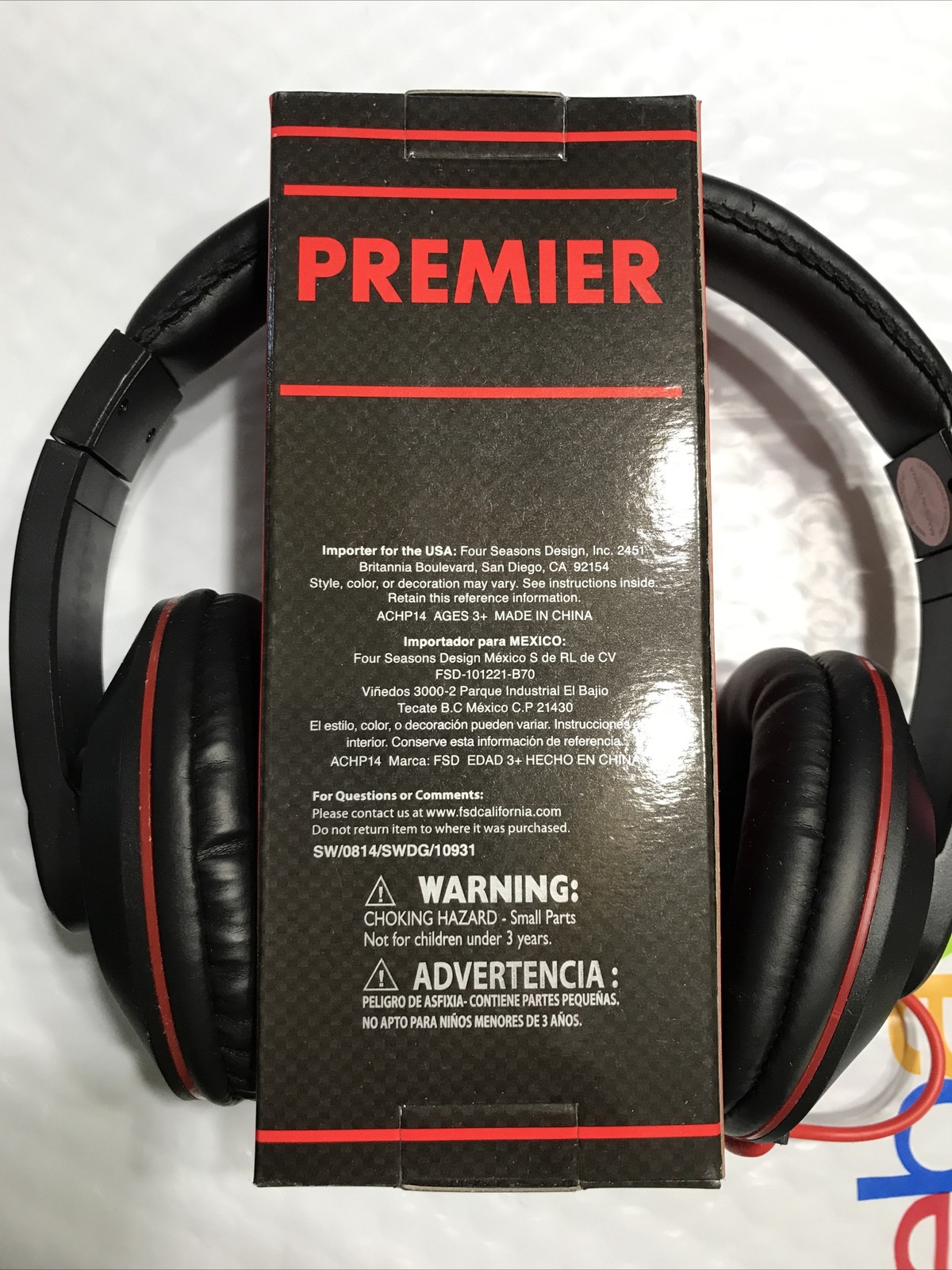 AUDIO COUNCIL PREMIER DJ EDITION OVER EAR HEADPHONES BLACK/RED 3.5mm PLUG uns