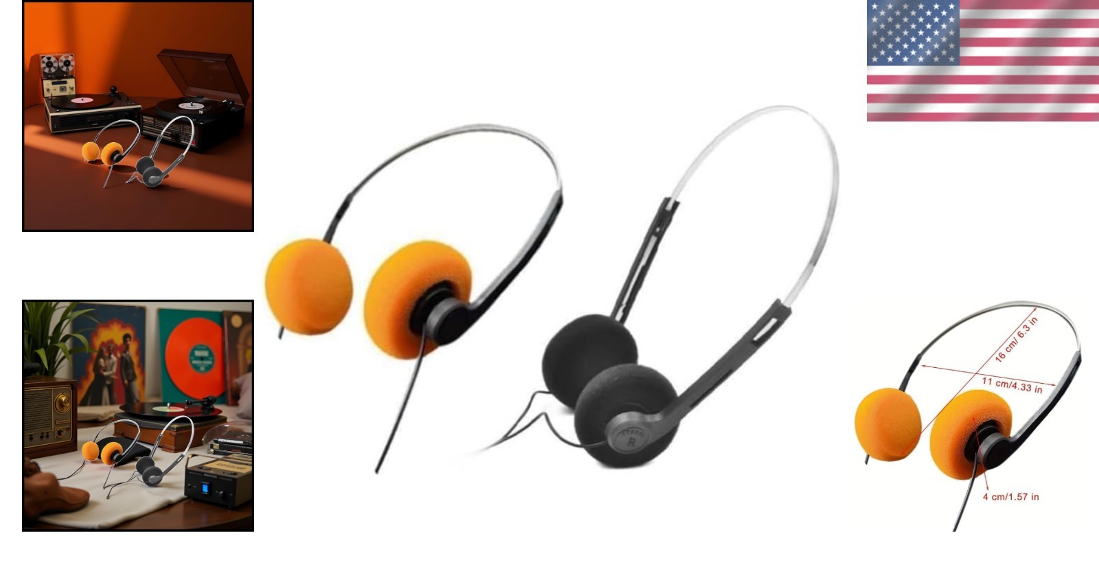 2 Pcs Retro On-Ear Wired Headphones for Vintage Sound & Modern Style