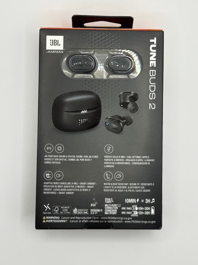 JBL Tune Buds-2 True Wireless Earbuds – Black Noise Cancelling(JBLTBUDS2BLKAM)