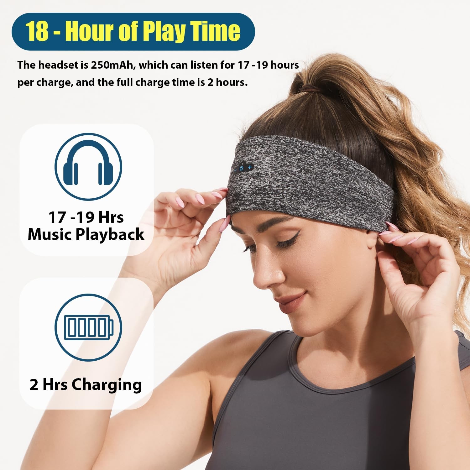 2-Pack Bluetooth Headband, Bluetooth 5.4 Sleeping Headphones,18 Hours Play Ti…