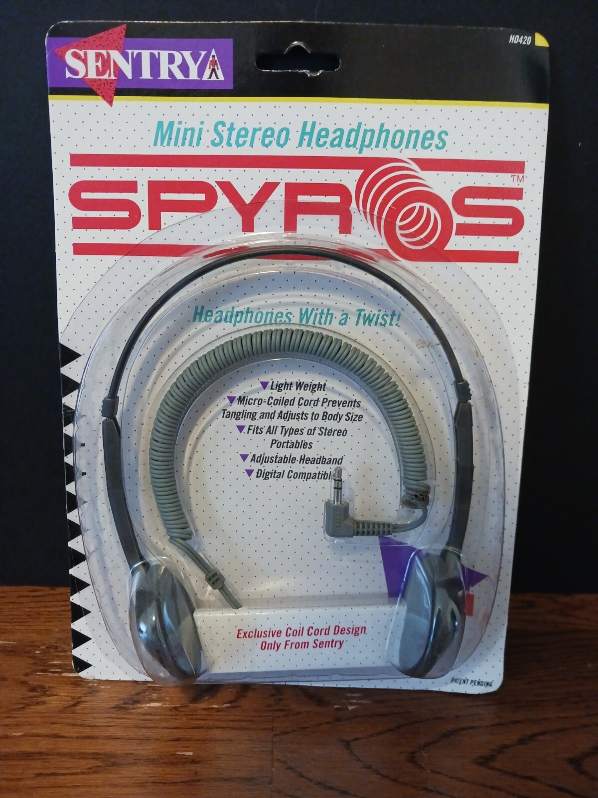 Vintage SENTRY SPYROS COILED CORD Gray Mini Stereo Headphone Ear Pads H0420 New!