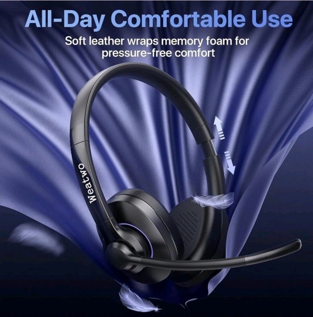 Weatwo Wireless Headset Class 1 V5.1 Bluetooth Headset with CVC8.0 Dual Micropho