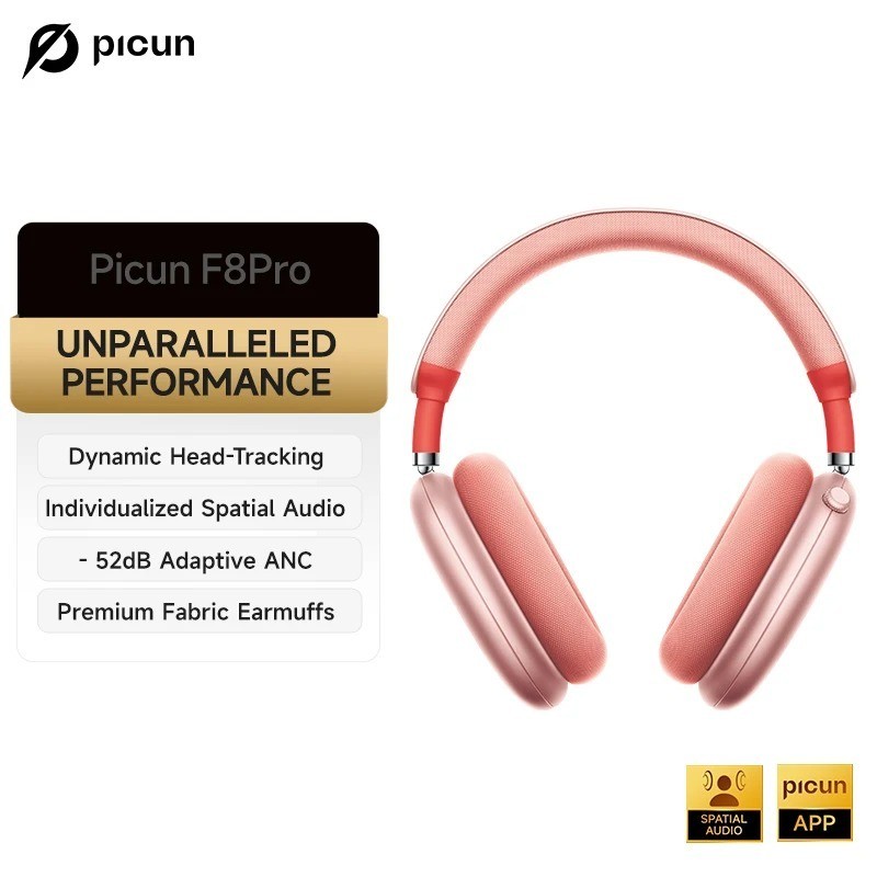 Picun F8 Pro ANC Wireless Headphones Bluetooth 5.3 Headset HIFI 3D Audio Mic