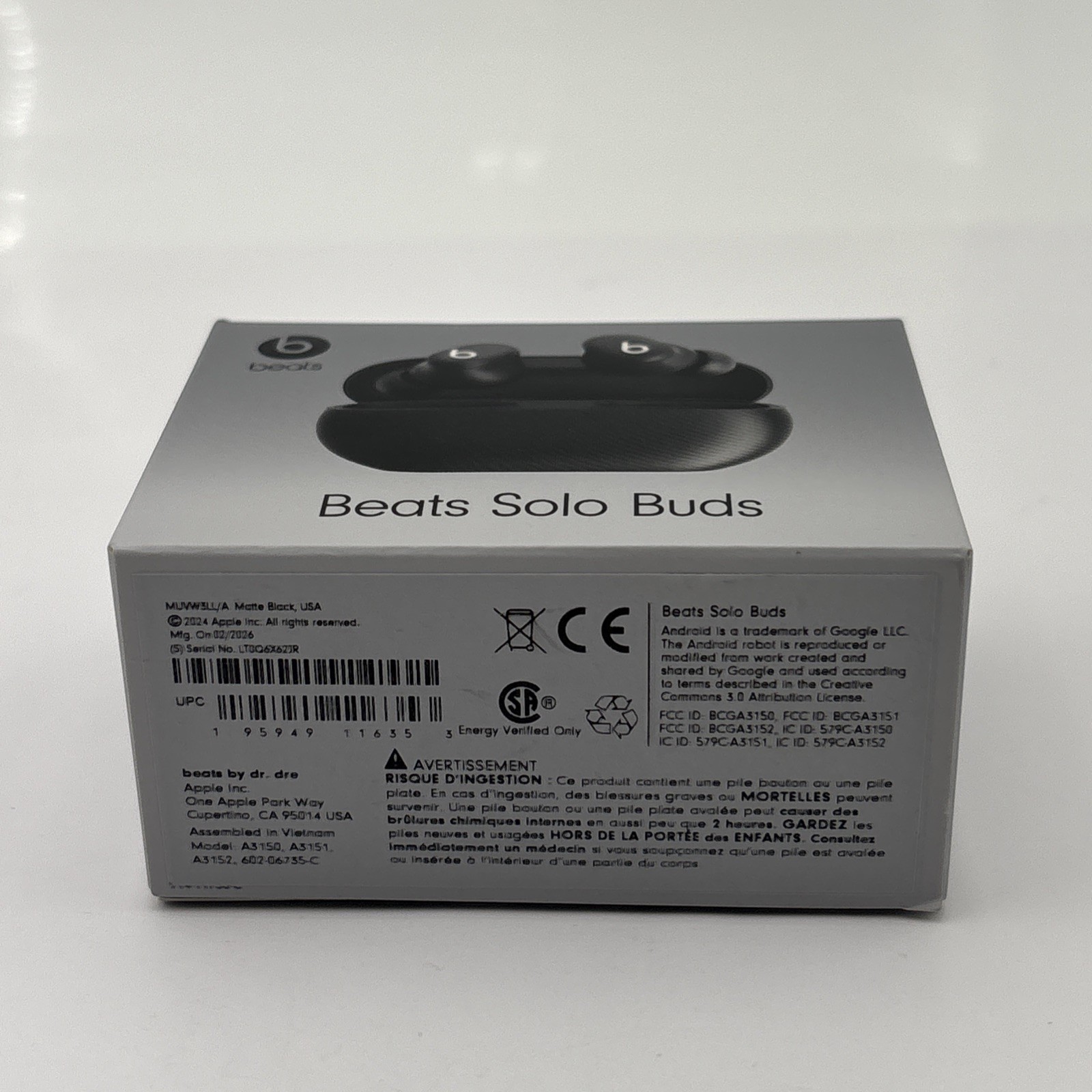 Beats Solo Buds Wireless Earbuds Matte Black MUVW3LL Bluetooth New Sealed