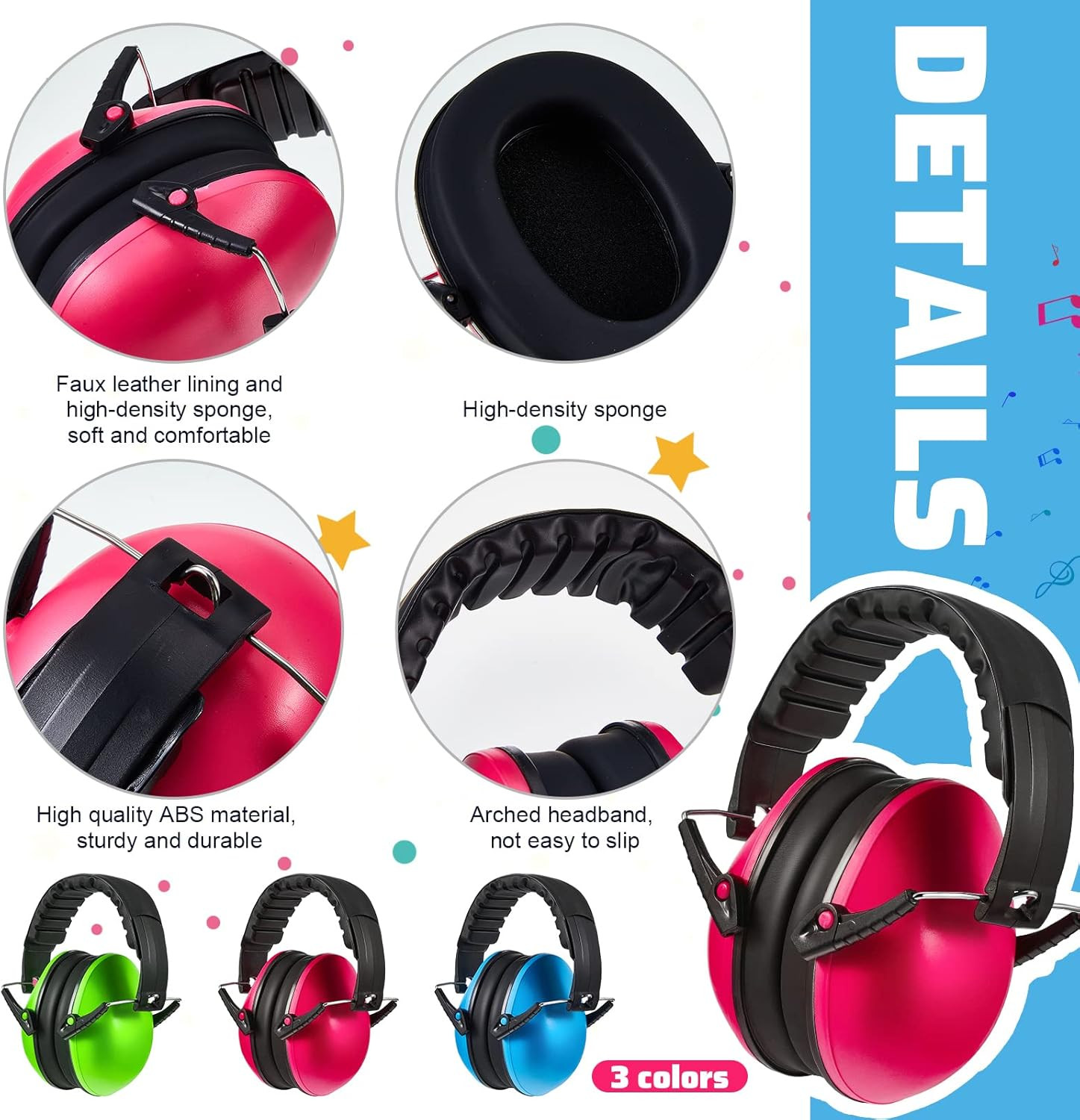 6 Pcs Noise Cancelling Headphones Kids Adult Ear Muffs Bulk, Ear Protection 27Db
