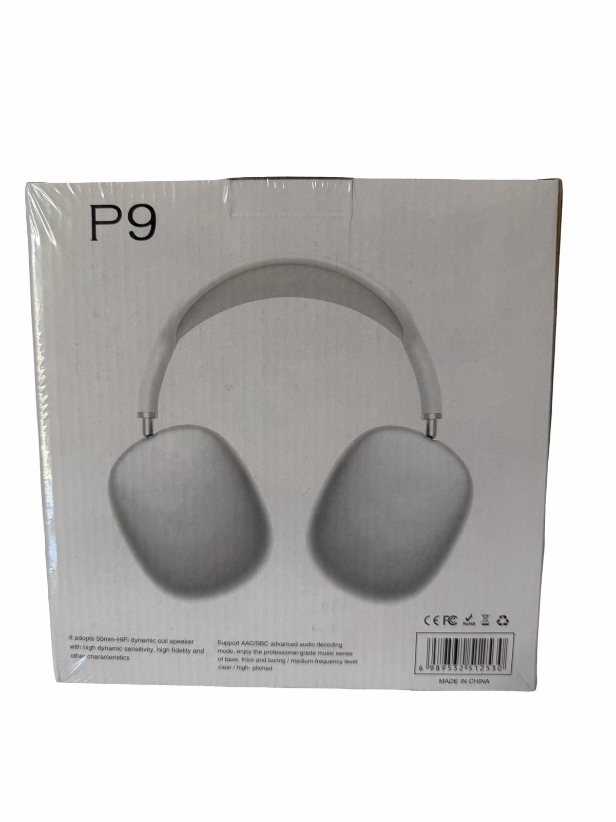 P9 Over-Ear Headphones Hi-Fi Dynamic Coil Speaker 50mm Driver Black