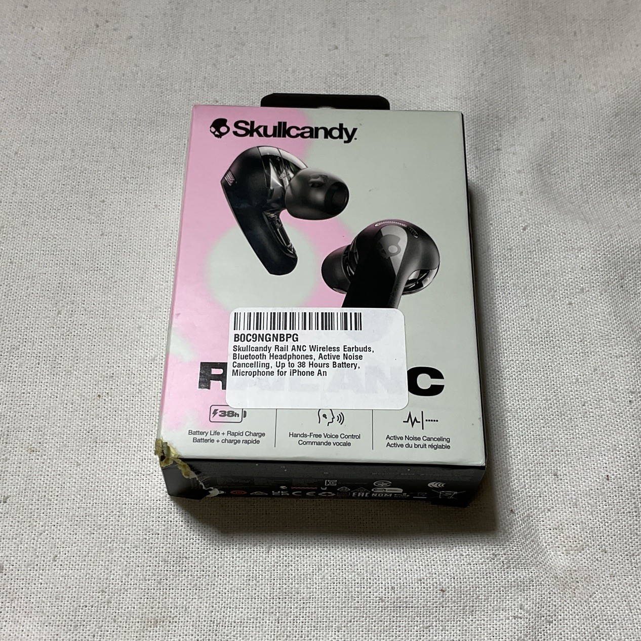 Skullcandy Rail ANC XT Wireless In-Ear Earbuds True Black Noise Canceling NEW A2