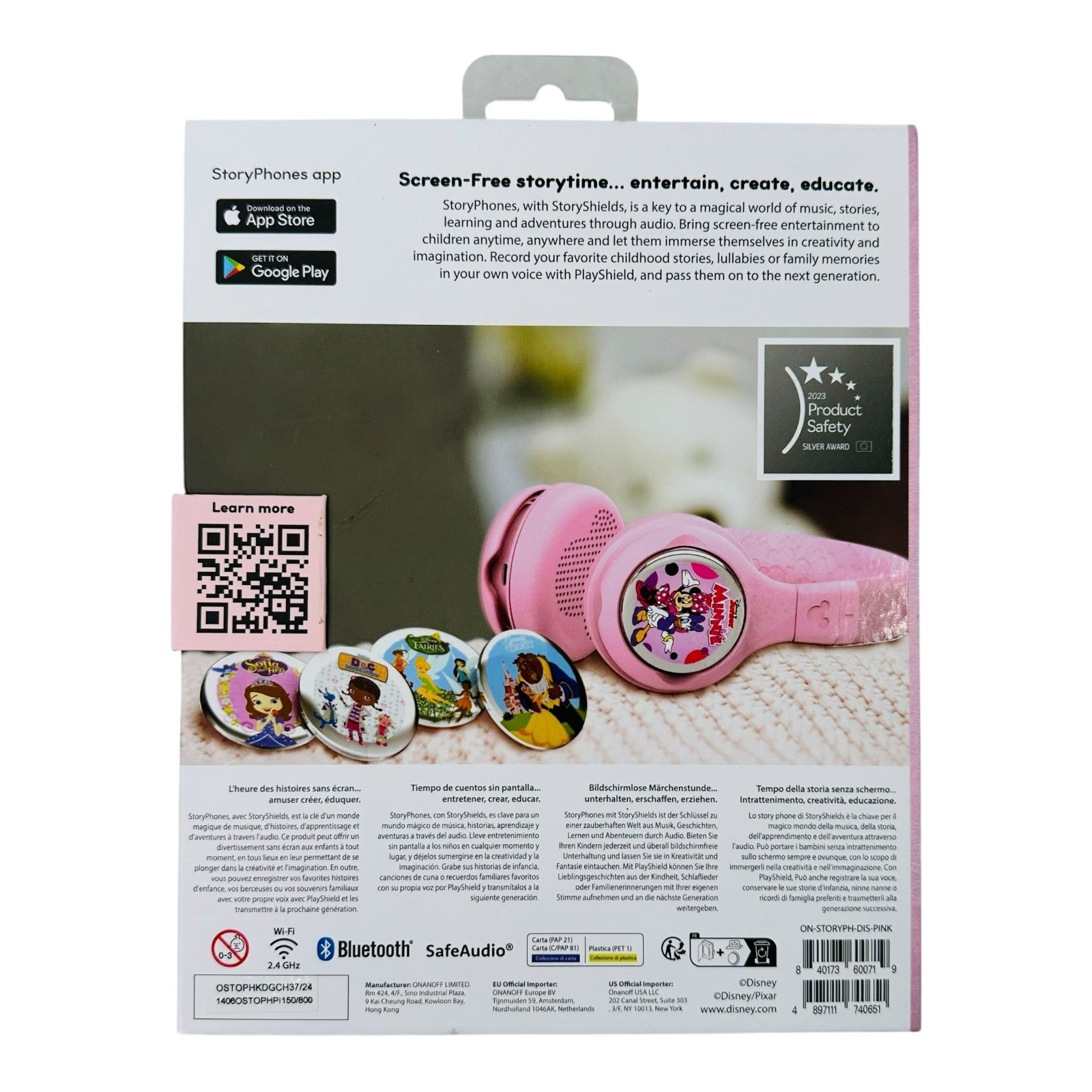 Disney Story Phones Storytelling Headphones for Kids w/ 1 Story Shield Pink