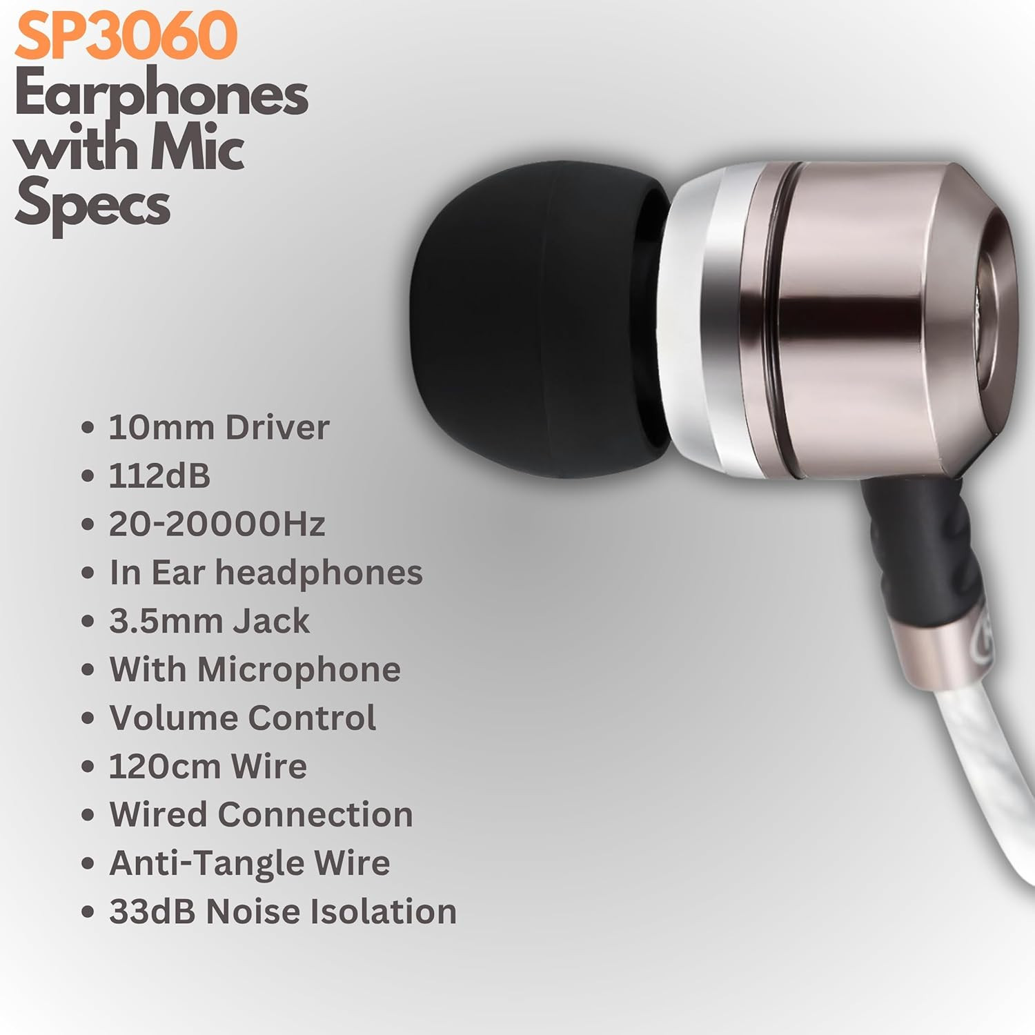 Auriculares con Cable y Microfono Bass Profundo Jack 3 5mm Anti Enredos SonidoHD
