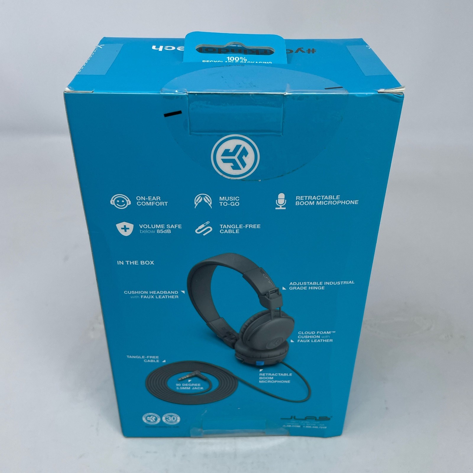 JLab JBuddies Learn Wired Kids Headphones w/ Boom Mic – Gray/Blue