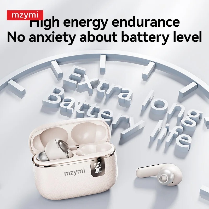 mzymi Y107 TWS Headset ENC Noise Cancelling Bluetooth5.3 Wireless LED Earbuds