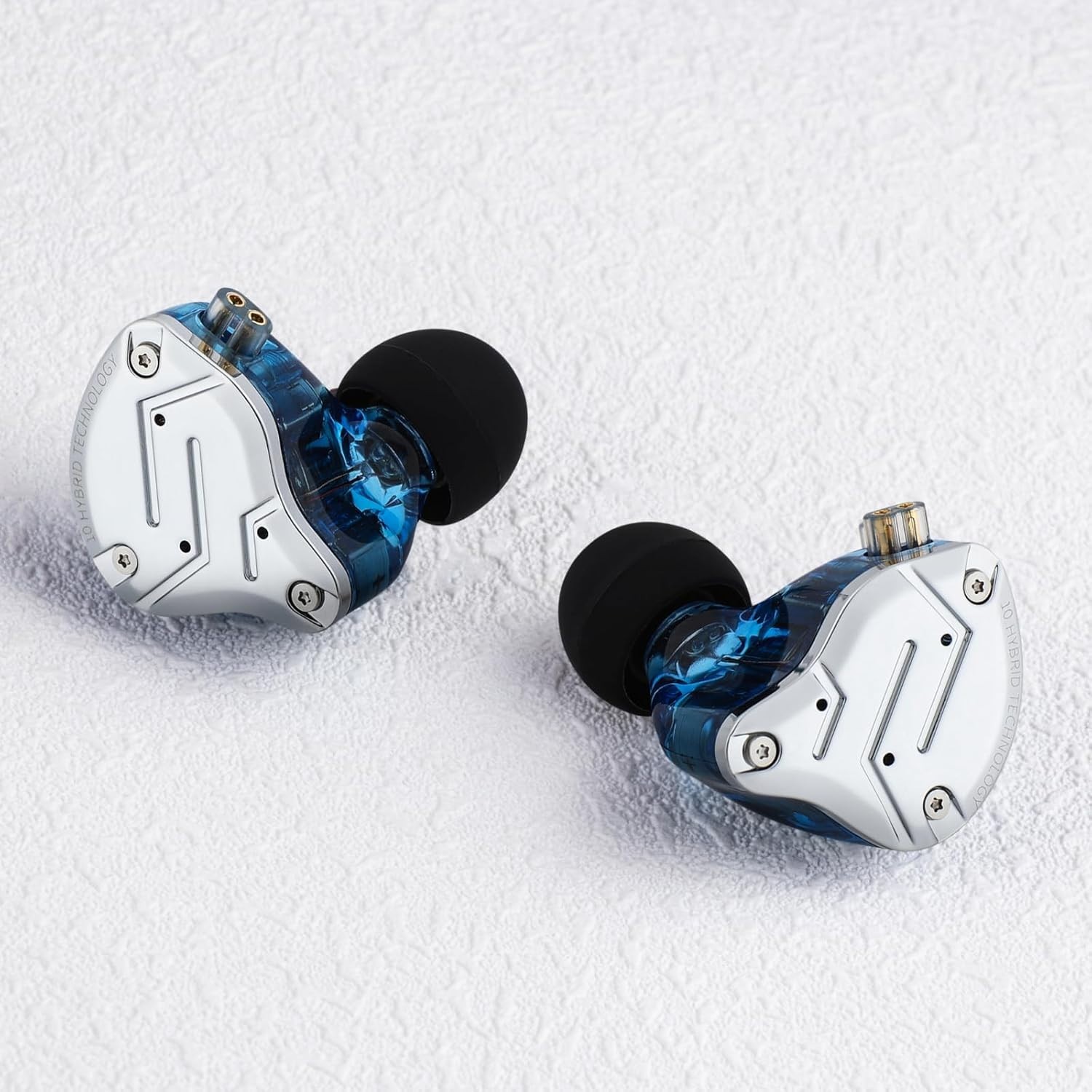 High-Fidelity 4BA+1DD Hybrid Earbuds with Stainless Steel for Musicians, Blue