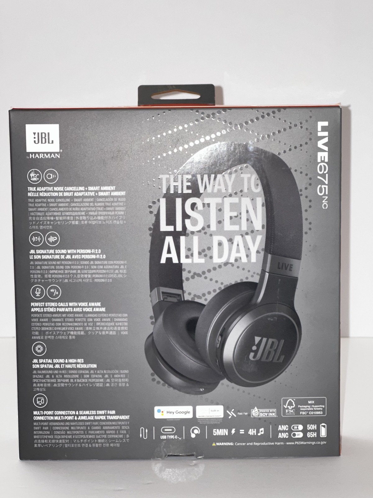 JBL Live 675NC Noise Cancelling Bluetooth On-Ear Wireless Headphones – Open Box