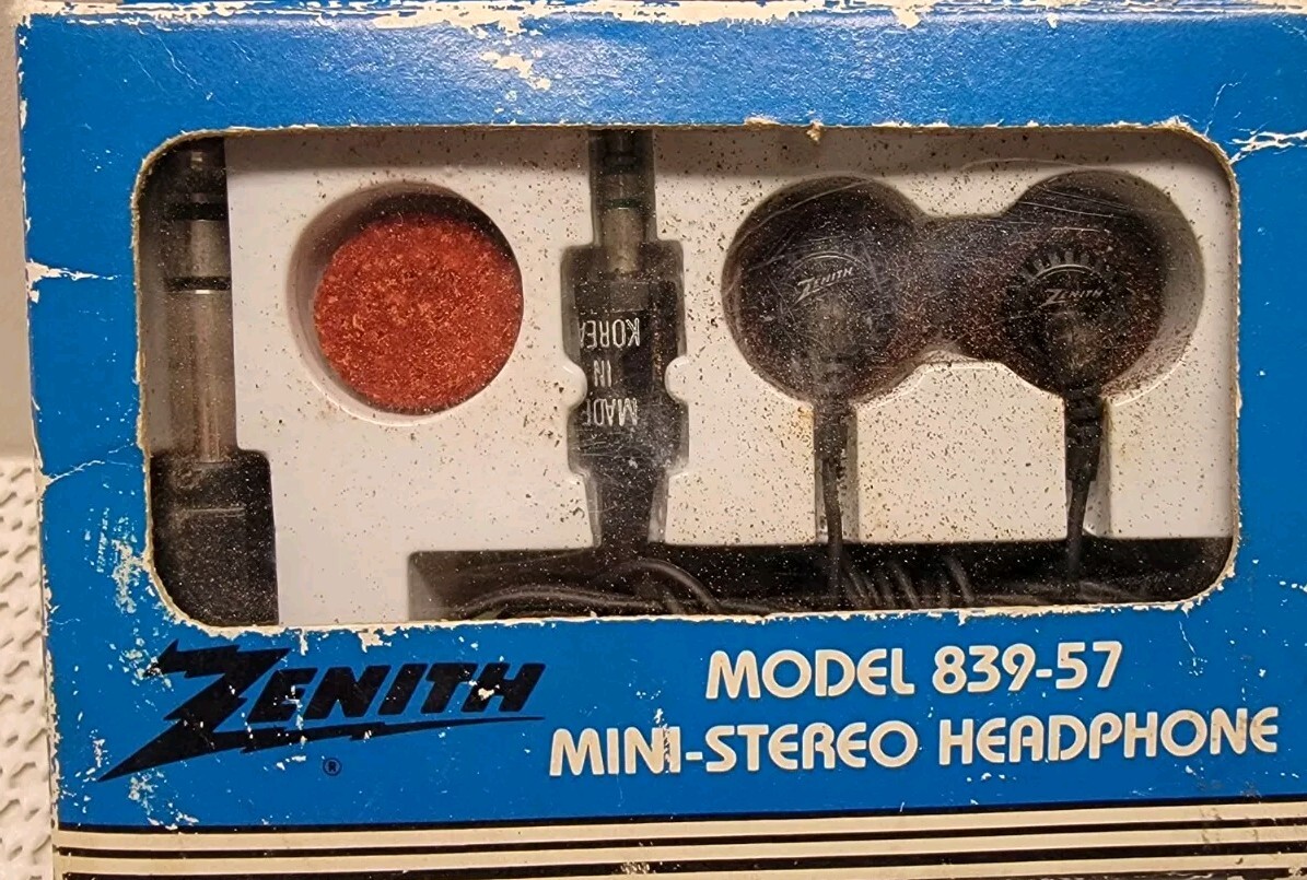 Vintage Zenith Mini-Stereo Headphones Model 839-57