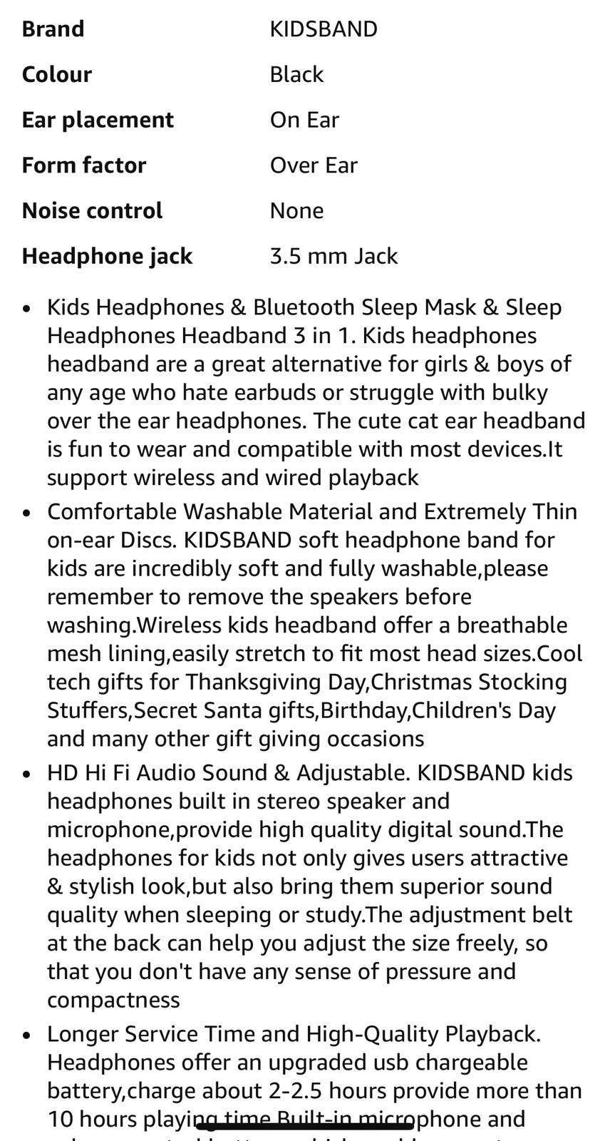 KIDSBAND Kids Headphones Bluetooth Headphones Adjustable Headband for KidsWir…
