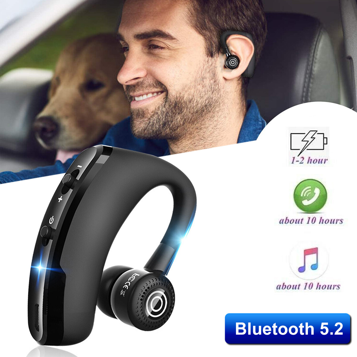 Bluetooth 5.2 Headphones Stereo Hands Free Sports Earbud Headset For iPhone LG
