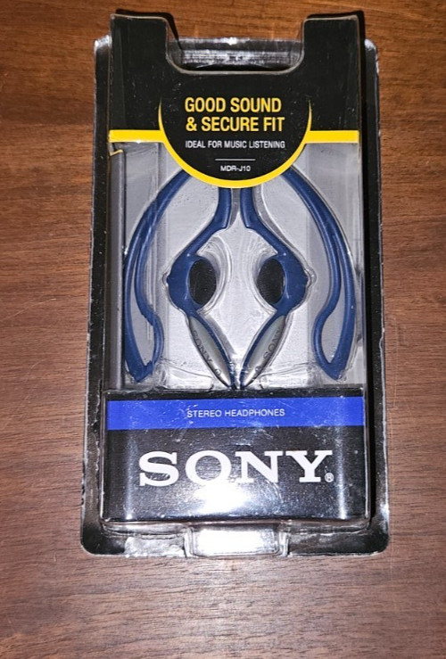 Sony MDR-J10 Stable Ear Clip Stereo Headphones Black Brand New
