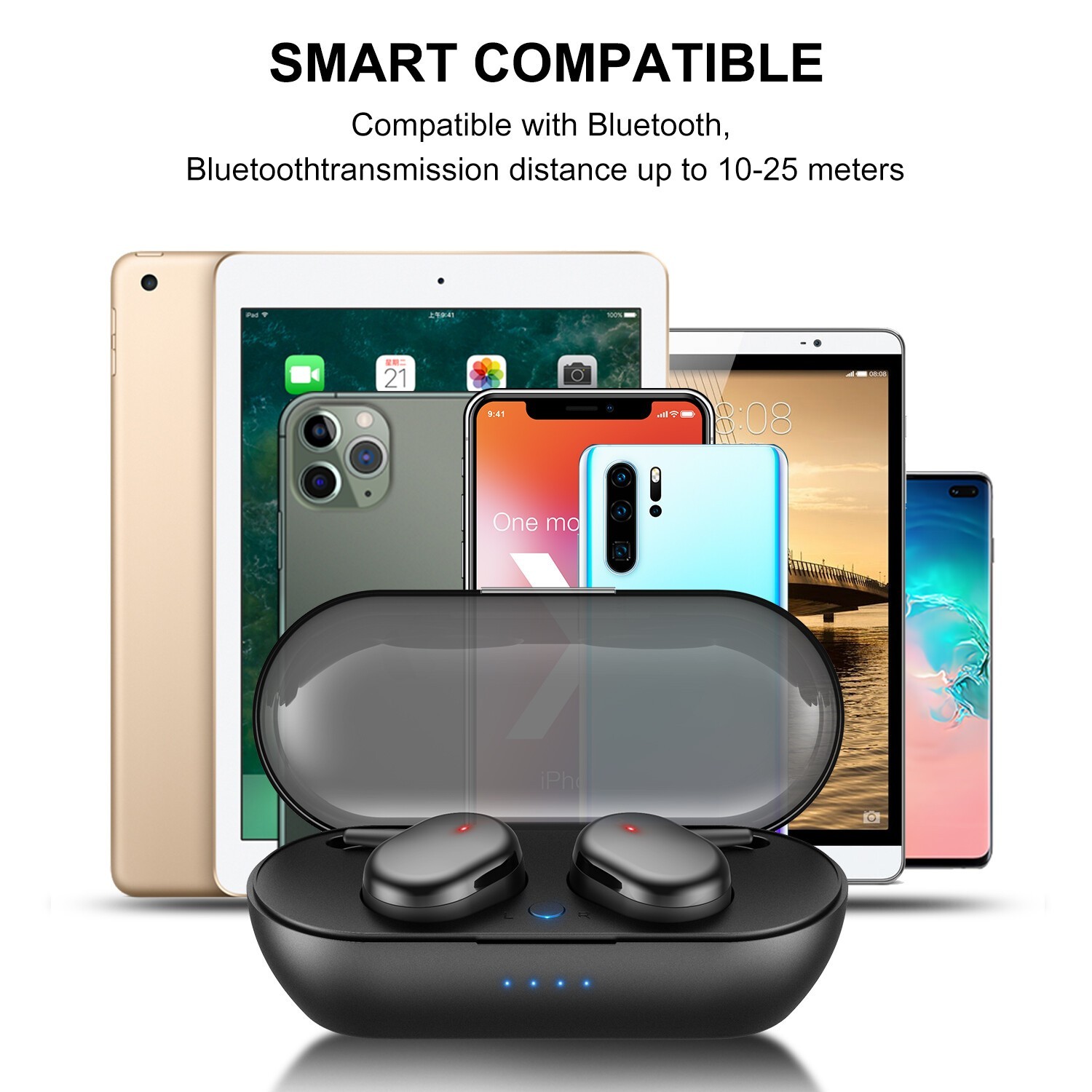 For iOS Android TWS Bluetooth 5.0 Wireless Earphones Stereo Headset Mini In-Ear