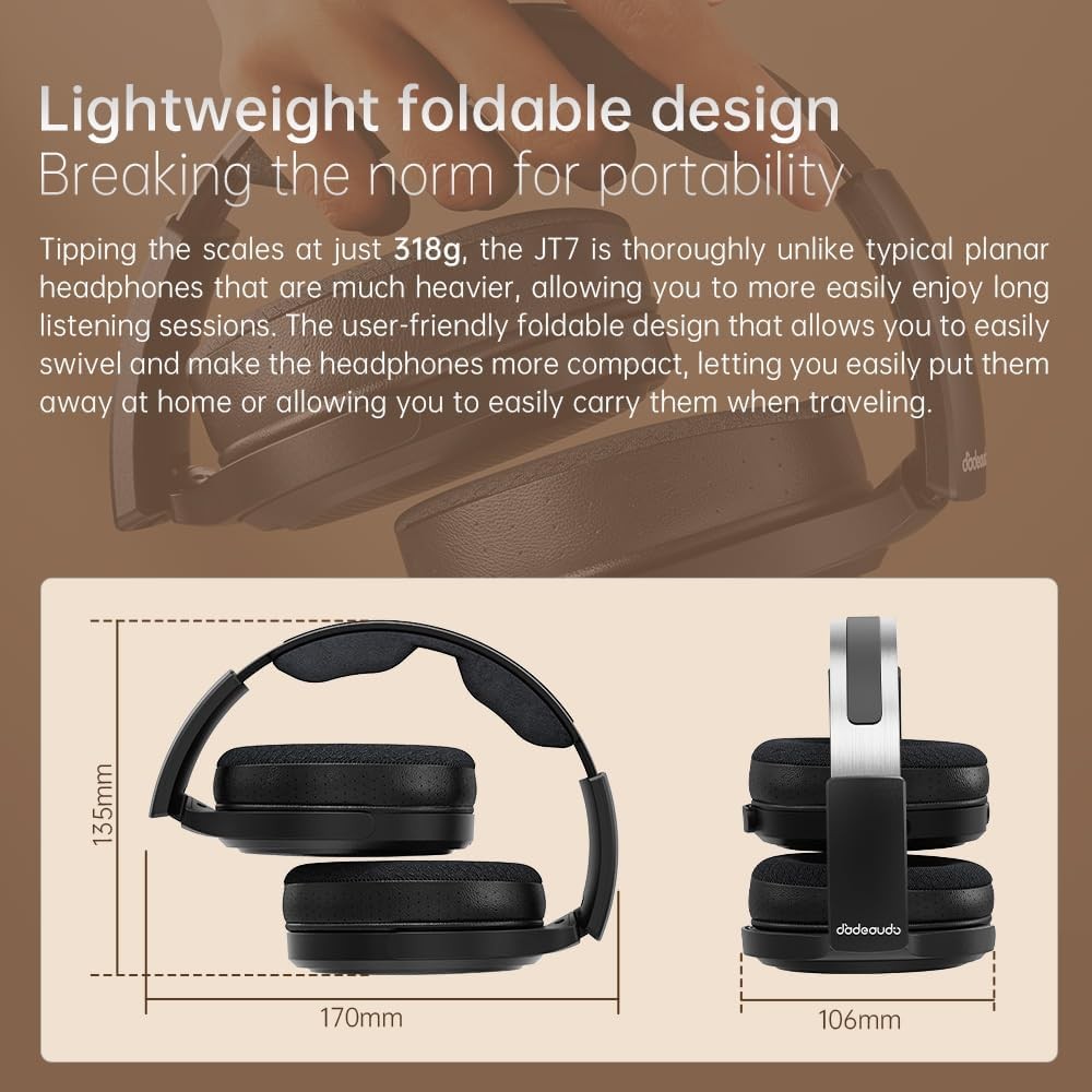 FiiO JT7 Black Open-Back Planar Magnetic Headphones 3.5mm 4.4mm Balanced Hi-Res