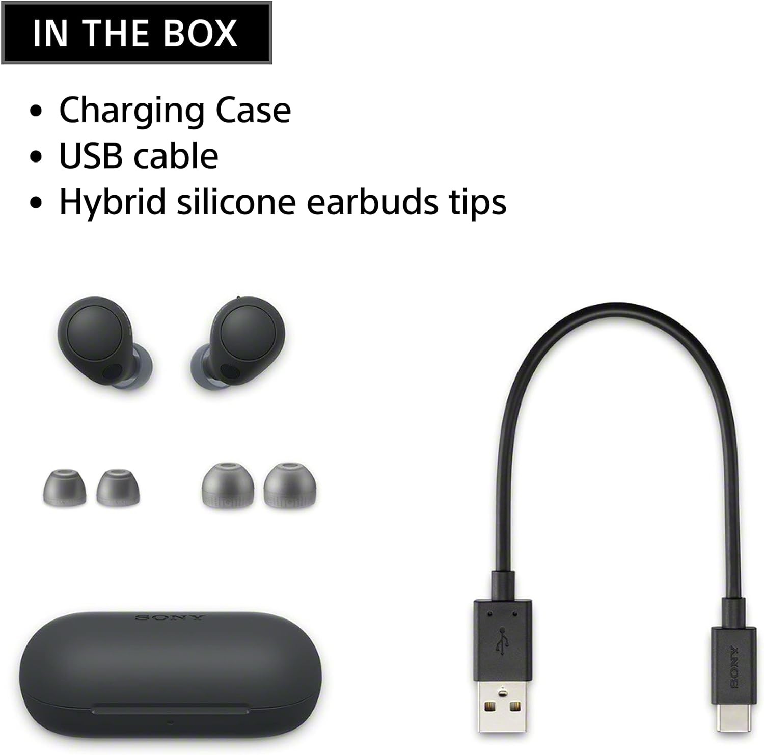 Sony WF-C700N Wireless Noise Canceling Bluetooth Earbud Headphones, Black