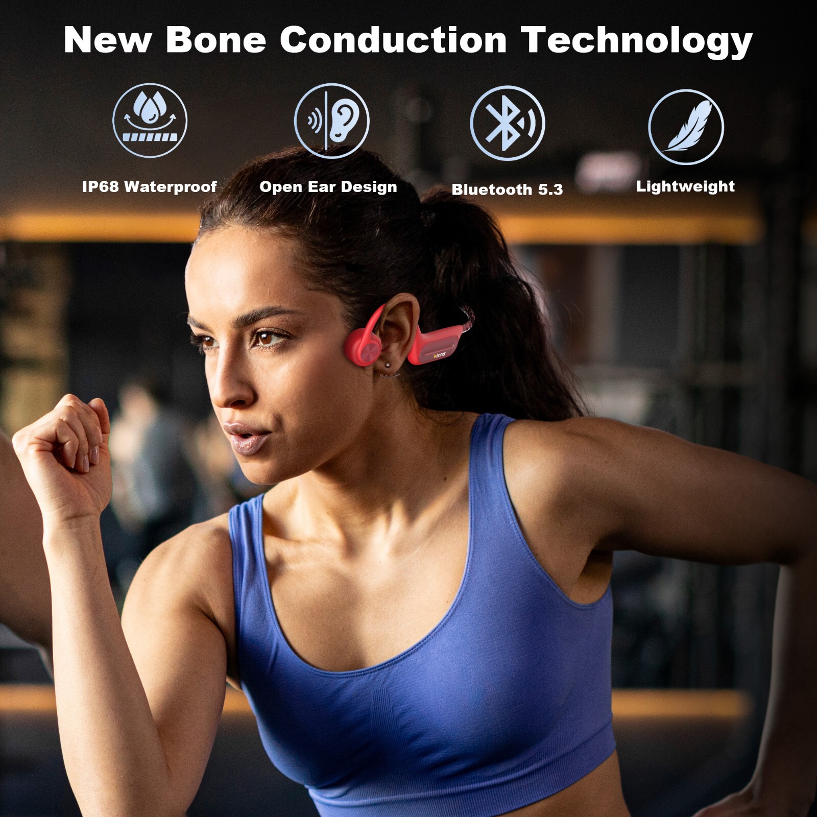 Wantek Bluetooth Bone Conduction Headphones 32GB MP3 IPX8 Swimming Waterproof