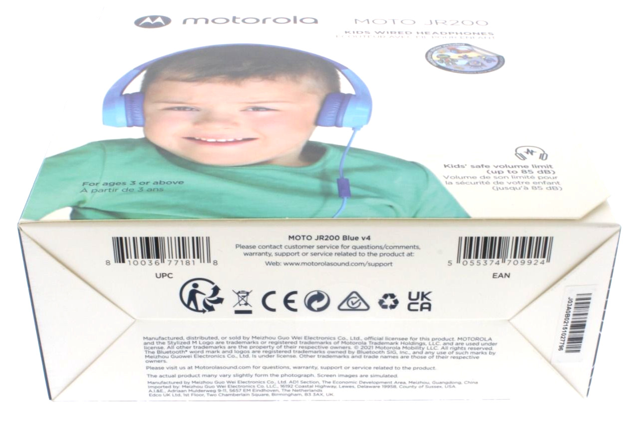 Motorola Sound Moto JR200 Wired Headphones for Kids with Microphone Over Ear Kid